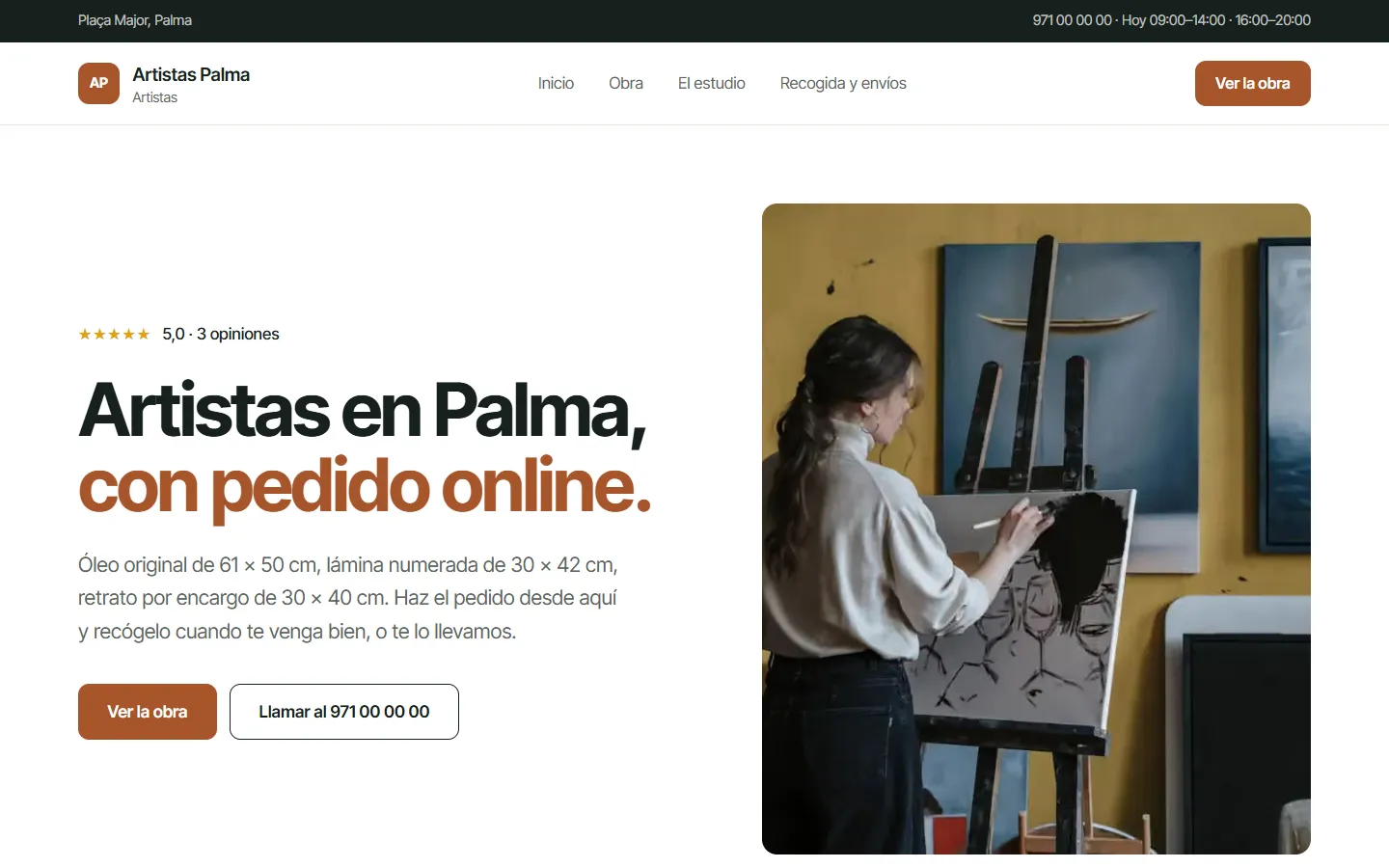 Ejemplo de web de una tienda, con su catálogo, sus precios y el pedido online