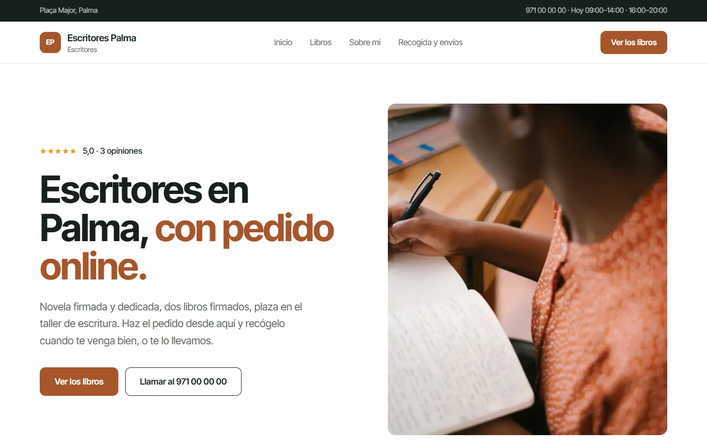 Ejemplo de web de una tienda, con su catálogo, sus precios y el pedido online
