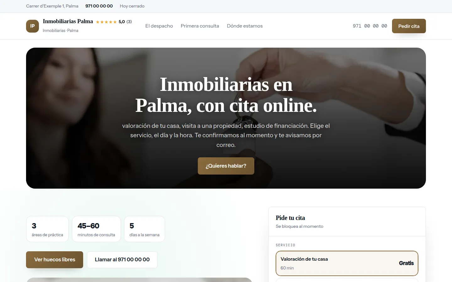Ejemplo de página web para inmobiliarias hecha con Agendra