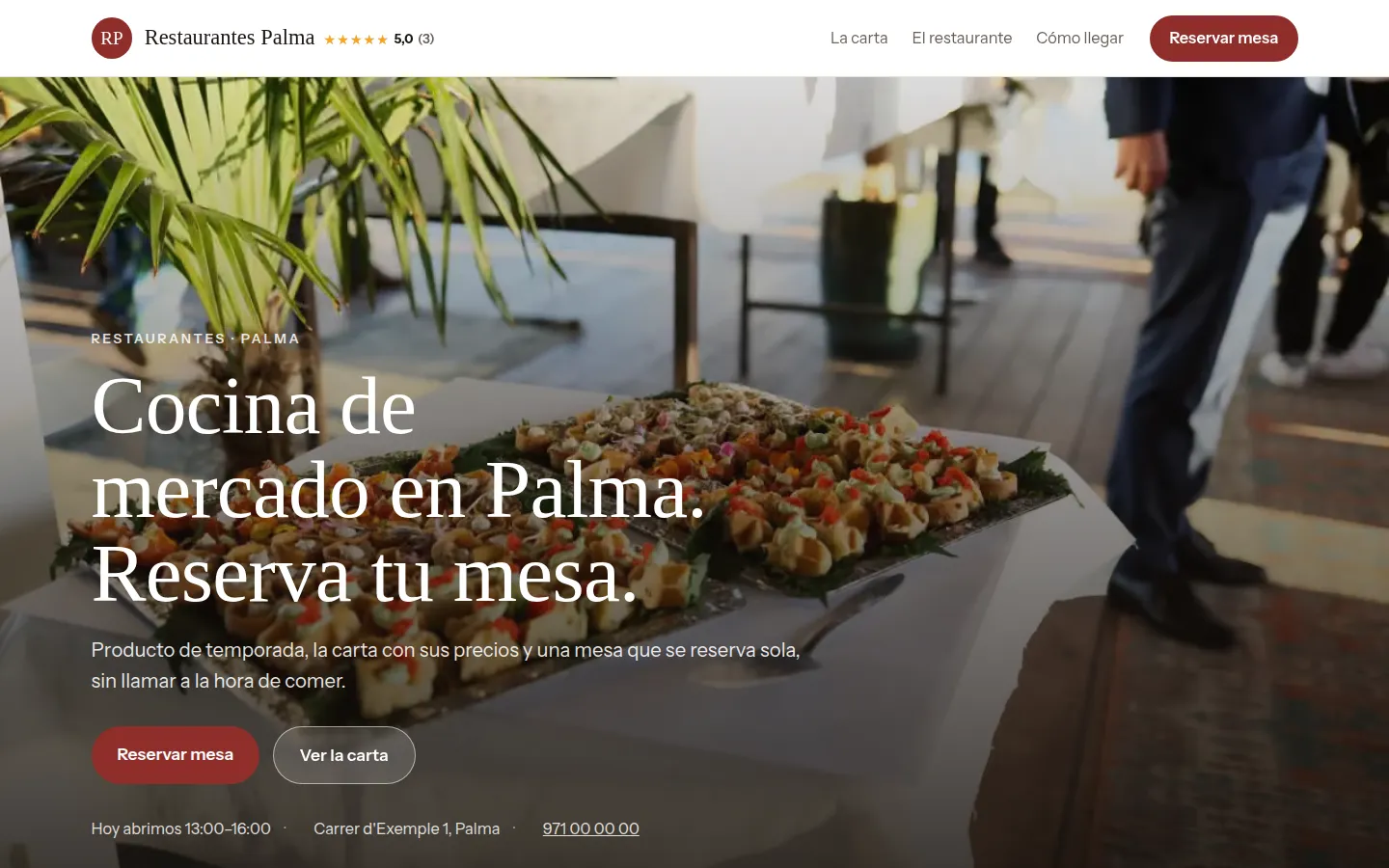 Ejemplo de página web para restaurantes hecha con Agendra