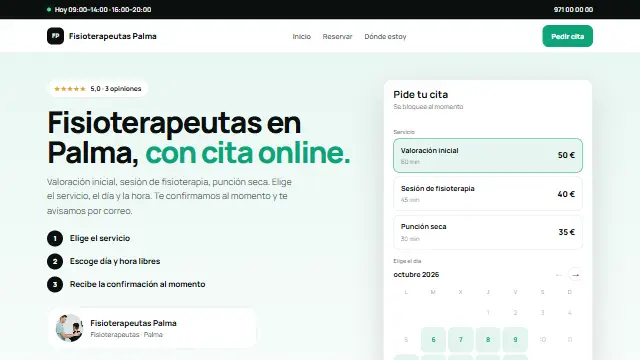 Estética Directa de una página web hecha con Agendra