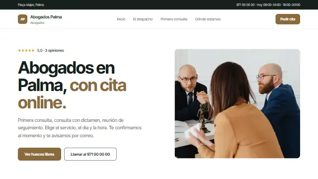 Diseño Clara en la web de muestra de un negocio de tipo despacho