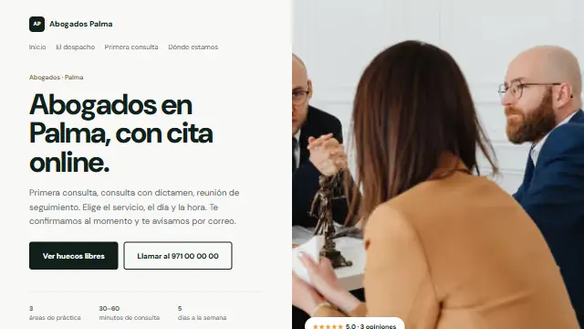 Diseño Partida en la web de muestra de un negocio de tipo despacho