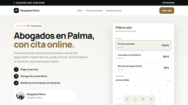 Diseño Directa en la web de muestra de un negocio de tipo despacho