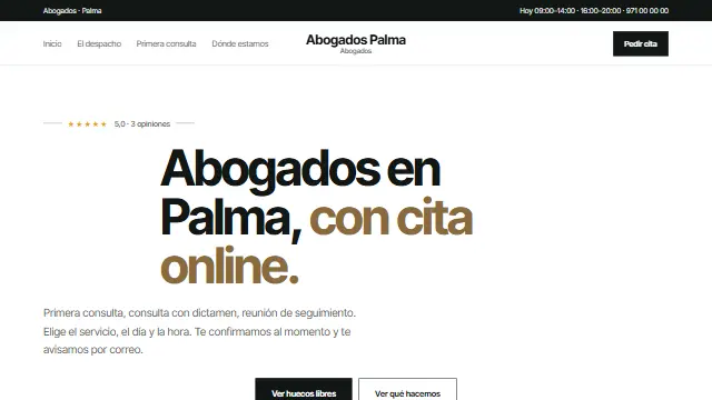 Diseño Escaparate en la web de muestra de un negocio de tipo despacho