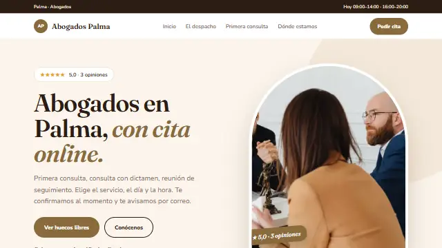 Diseño Cálida en la web de muestra de un negocio de tipo despacho