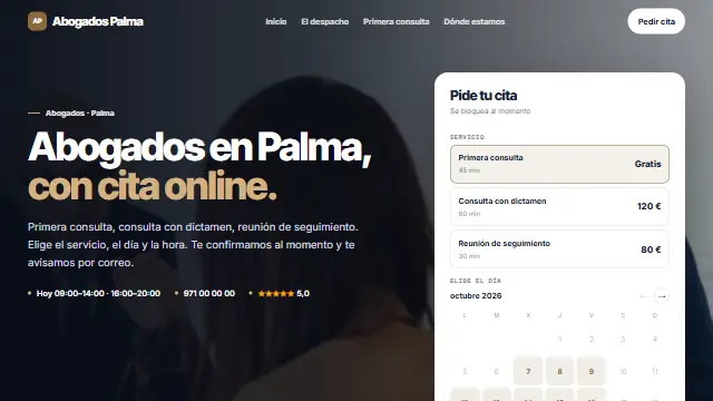 Diseño Contraste en la web de muestra de un negocio de tipo despacho
