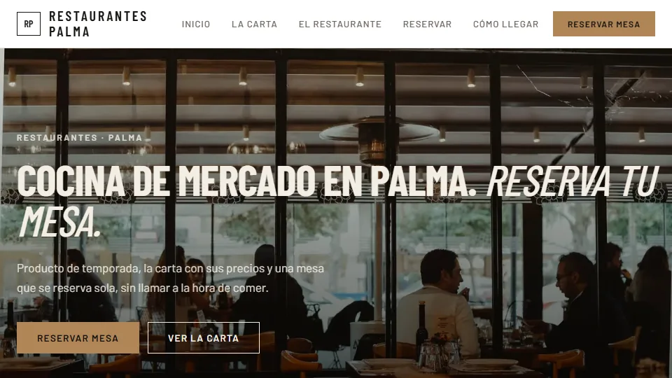 Diseño de restaurante Asador Hierro: web de muestra de un restaurante hecha con Agendra