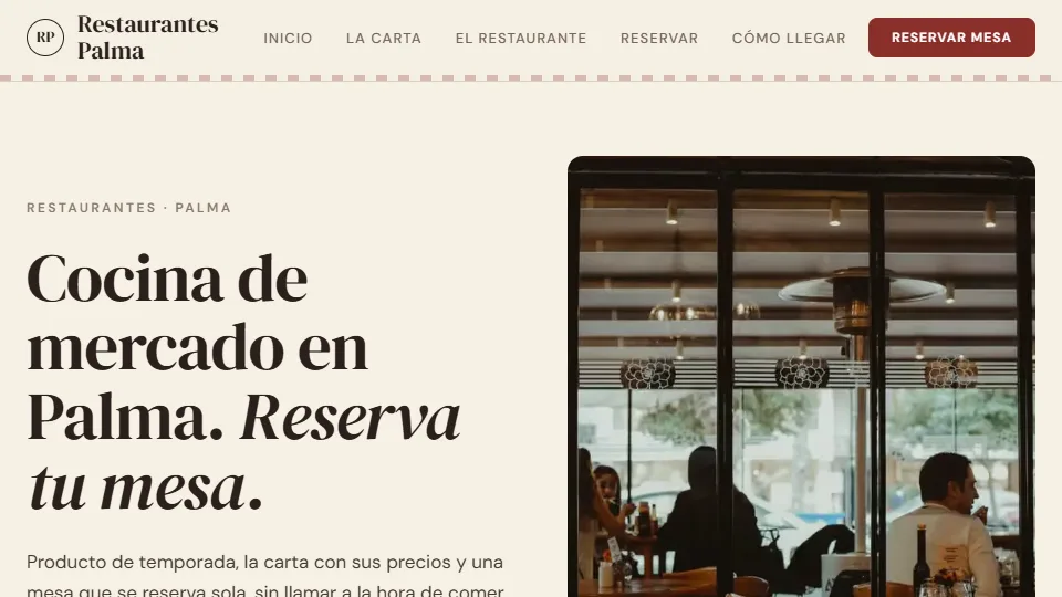 Diseño de restaurante Casa Lola: web de muestra de un restaurante hecha con Agendra
