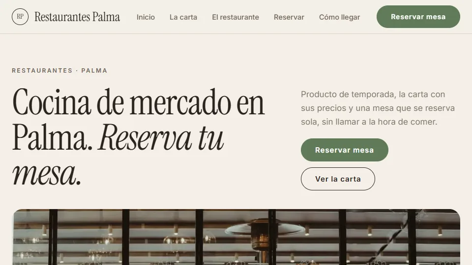 Diseño de restaurante Mañana: web de muestra de un restaurante hecha con Agendra