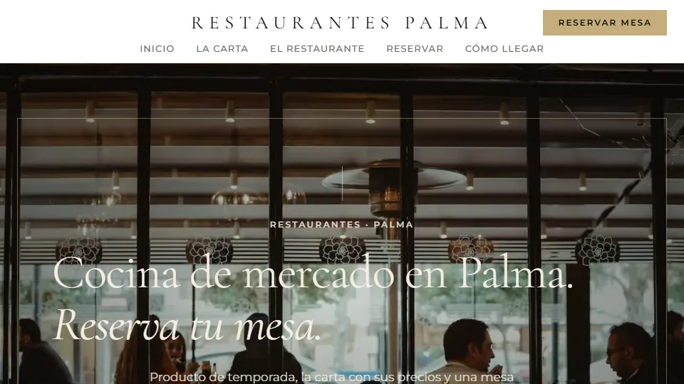 Diseño de restaurante Origen: web de muestra de un restaurante hecha con Agendra