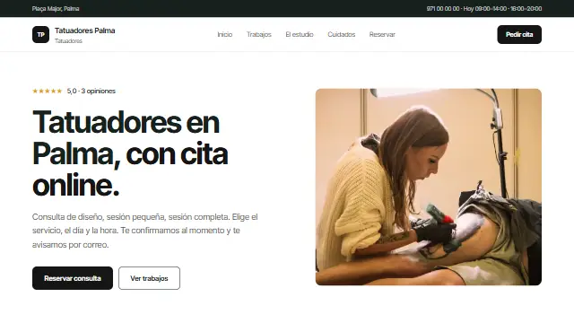 Plantilla Estudio y portfolio: web de muestra hecha con Agendra