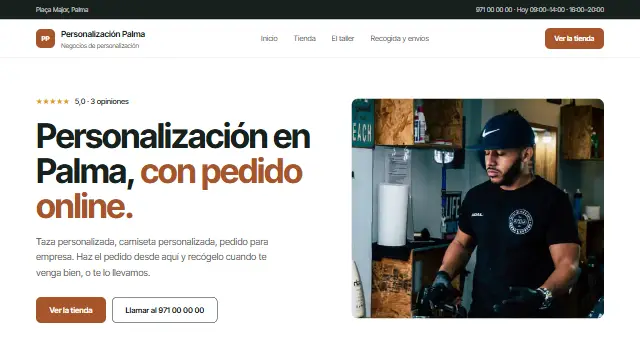 Diseño Clara en la web de muestra de un negocio de tipo tienda