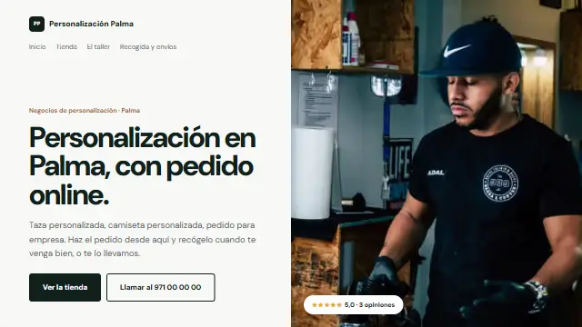 Diseño Partida en la web de muestra de un negocio de tipo tienda