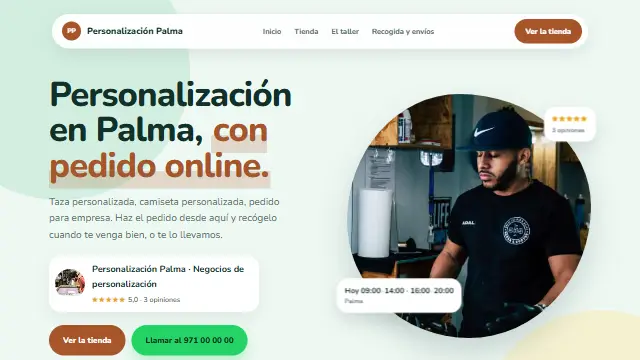 Diseño Cercana en la web de muestra de un negocio de tipo tienda