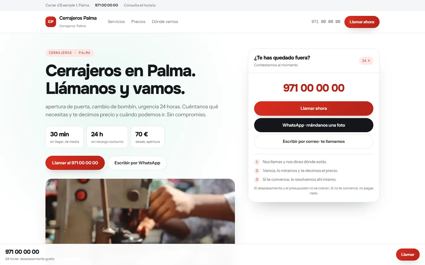 Web de ejemplo para cerrajeros vista en un ordenador