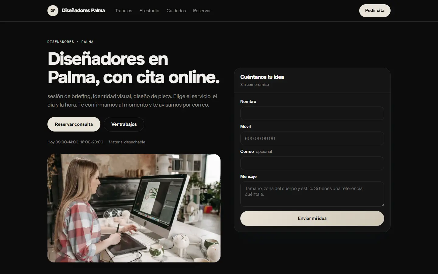 Ejemplo de web de un despacho, con sus servicios y la primera consulta reservable
